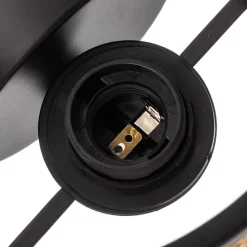 Lindby væglampe Yaelle, 20 cm høj, rattan, sort, E27