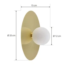 Lindby væglampe Zain, guld/hvid, glas, Ø 33 cm, G9