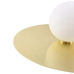 Lindby væglampe Zain, guld/hvid, glas, Ø 33 cm, G9