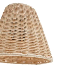 Lindby væglampe Zyralia, træfarvet, rattan, 19,5 cm høj