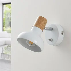 Lindby vægspot Fridolin, 14 cm, hvid, metal, afbryder