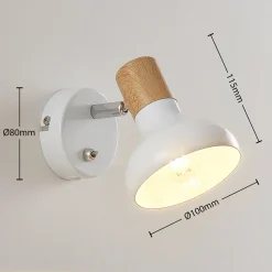 Lindby vægspot Fridolin, 14 cm, hvid, metal, afbryder