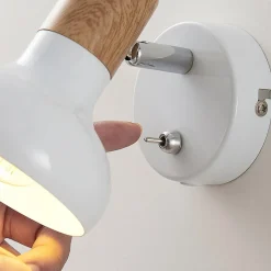 Lindby vægspot Fridolin, 14 cm, hvid, metal, afbryder