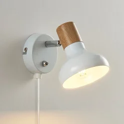 Lindby vægspot Fridolin, 14 cm, hvid, metal, afbryder