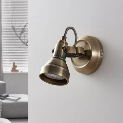 Lindby vægspot Perseas, antik messing, metal, 16 cm, GU10