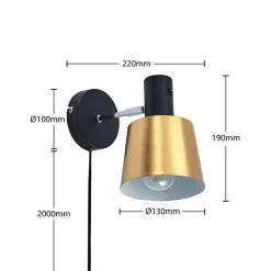 Lindby Vlada væglampe til læsning, messing, sort