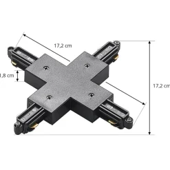 Lindby X-connector Linaro, sort, 1-faset system