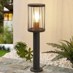 Lindby Yonan sokkellampe, rund, mørkegrå, E27