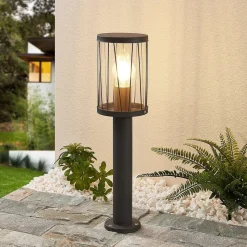 Lindby Yonan sokkellampe, rund, mørkegrå, E27