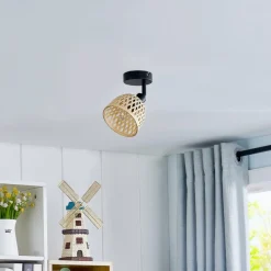 Lindby Youstin loftspot, Ø 12,5 cm, bambus, E14