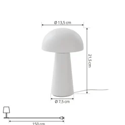 Lindby Zyre LED genopladelig bordlampe, hvid, IP44, touchdæmper