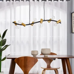 Lindby-pendel Anito, sort/guld, metal, 100 cm, E27