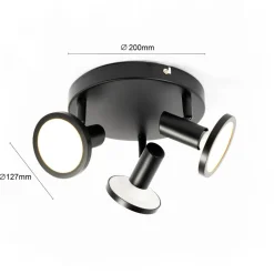 Lindby-spot Ilda, 3-lys, Ø 20 cm, sort, jern