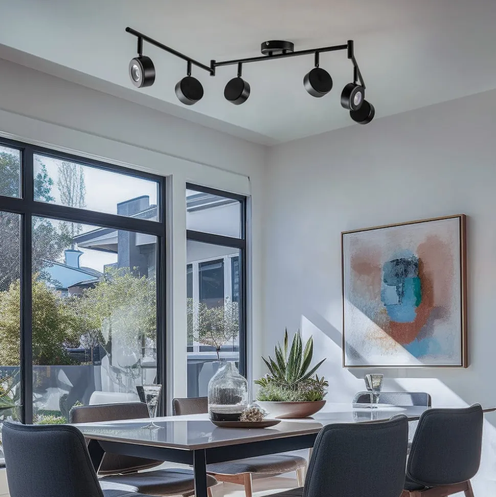 Lindby-spot Jyla, sort, 4.000 K, 6-lys, GX53