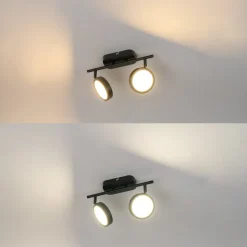 Lindby-spot Neros, sort, 2-lys, 31,5 cm, CCT, jern