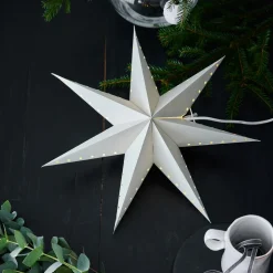 Livlig dekorativ stjerne, hængende, grå, Ø 45 cm