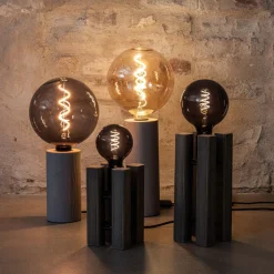 Lodge bordlampe, højde 28 cm, brun, træ