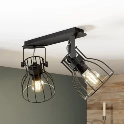 Loftlampe Alano, sort, 2 lyskilder