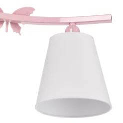 Loftlampe Alice, pink, tre hvide stofskærme