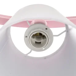 Loftlampe Alice, pink, tre hvide stofskærme