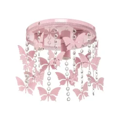 Loftlampe Angelica i pink med sommerfugle
