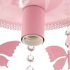 Loftlampe Angelica i pink med sommerfugle