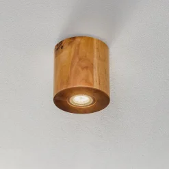 Loftlampe Ara som cylinder af træ