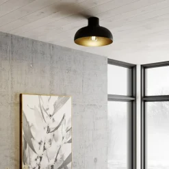 Loftlampe Basca, udvendig sort, indvendig guld