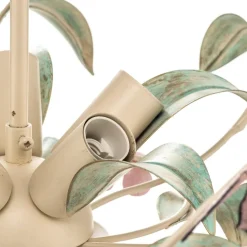 Loftlampe BUTTERFLY, creme/grøn/rosa, stål, 5 lyskilder