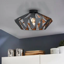 Loftlampe Carlton, Ø 47 cm, sort/kobber