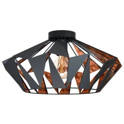 Loftlampe Carlton, Ø 47 cm, sort/kobber