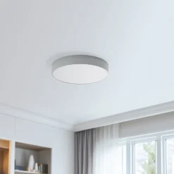 Loftlampe Cleo, Ø 50 cm, IP54, grå, metal, E27
