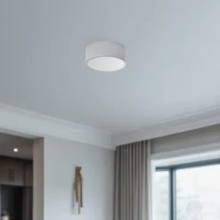 Loftlampe Cleo, Ø 20 cm, IP54, grå, metal, E27