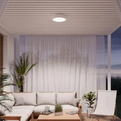 Loftlampe Cleo, Ø 50 cm, IP54, hvid, metal, E27