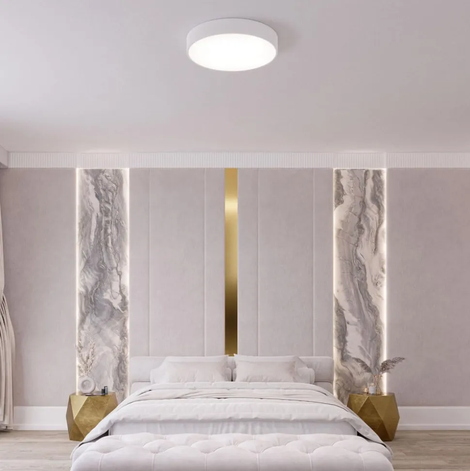 Loftlampe Cleo, Ø 50 cm, IP54, hvid, metal, E27