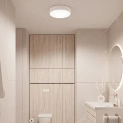 Loftlampe Cleo, Ø 20 cm, IP54, hvid, metal, E27