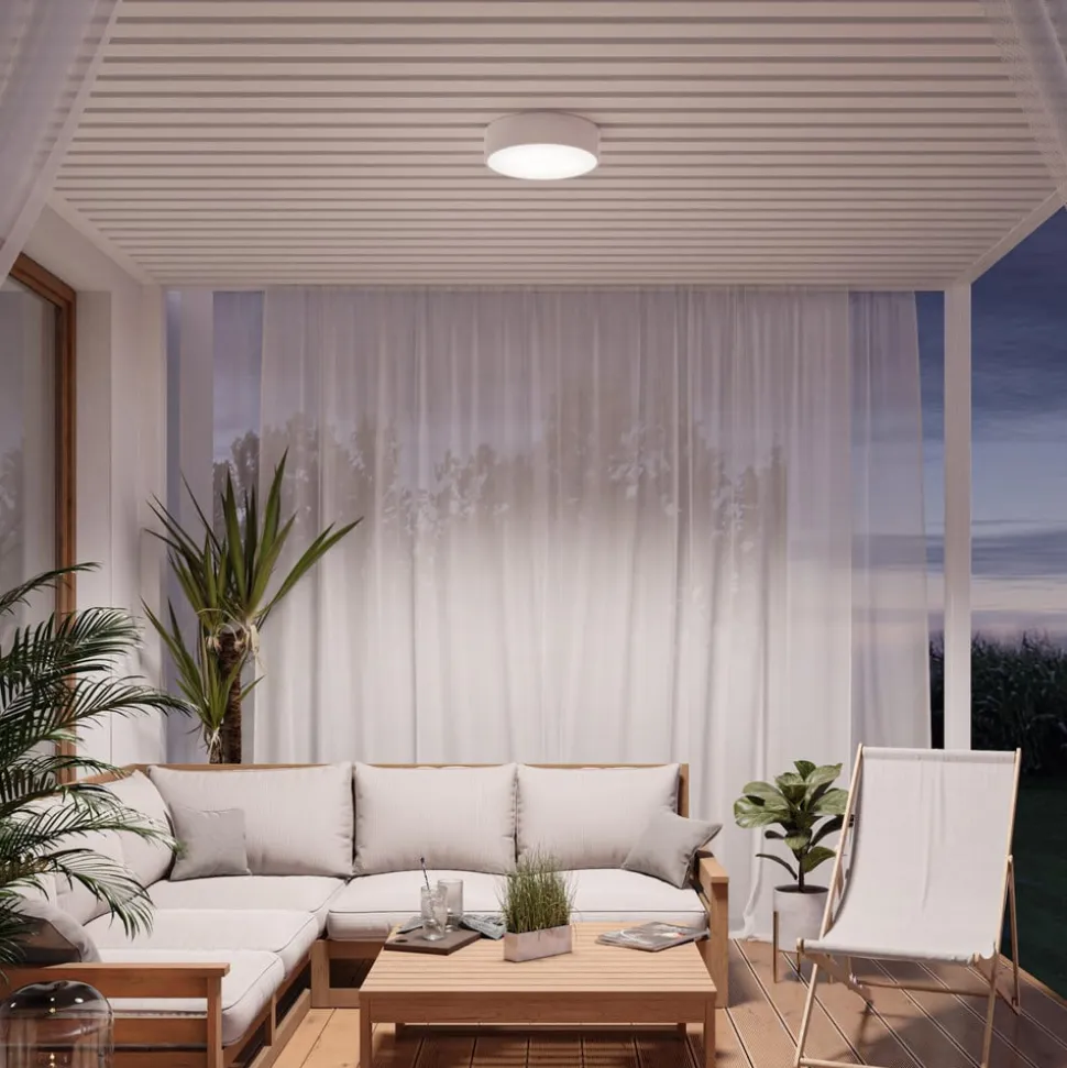 Loftlampe Cleo, Ø 20 cm, IP54, hvid, metal, E27