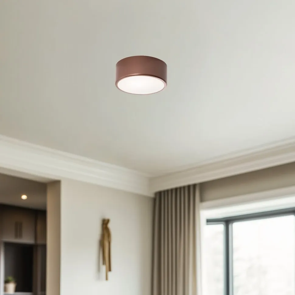 Loftlampe Cleo, Ø 20 cm, IP54, kobberfarvet, metal, E27