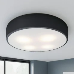 Loftlampe Cleo, Ø 50 cm, IP20, sort, metal, E27