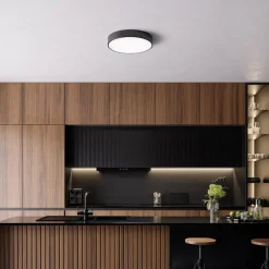 Loftlampe Cleo, Ø 50 cm, IP54, sort, metal, E27