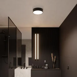 Loftlampe Cleo, Ø 20 cm, IP54, sort, metal, E27