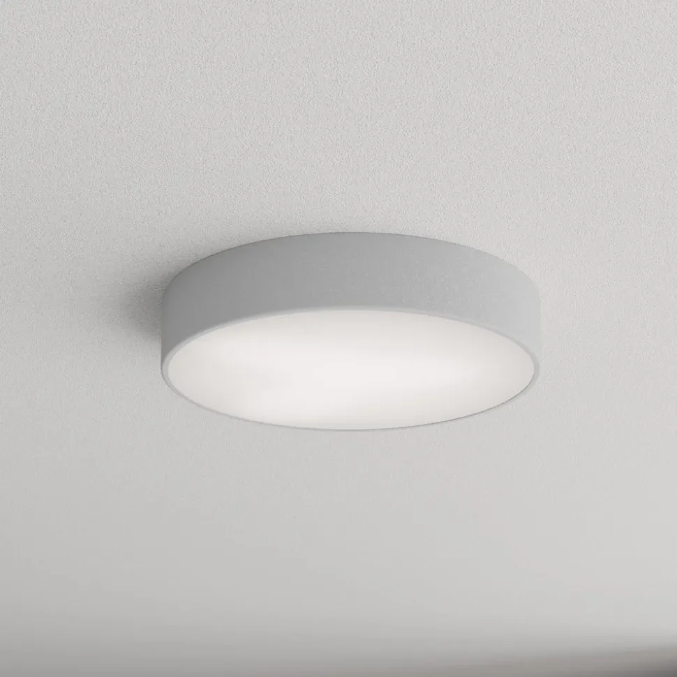 Loftlampe Cleo 400, grå, sensor, IP54, Ø 40 cm, metal