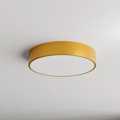 Loftlampe Cleo 400, guld, sensor, IP54, Ø 40 cm, metal