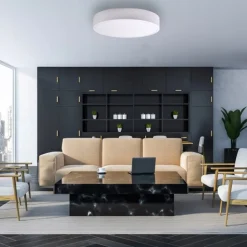 Loftlampe Cleo 600, hvid, sensor, IP20, Ø 60 cm, metal