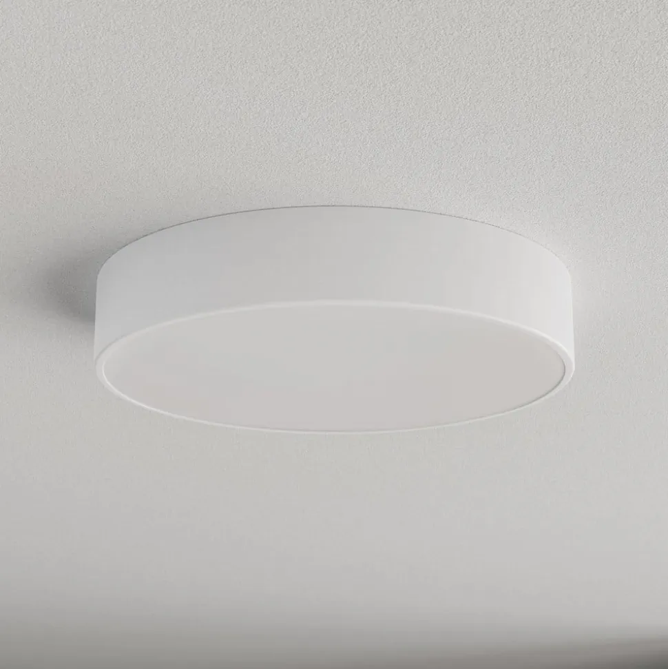 Loftlampe Cleo 400, hvid, sensor, IP54, Ø 40 cm, metal