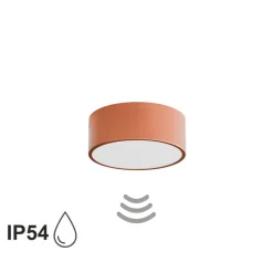 Loftlampe Cleo 200, kobber, sensor, IP54, Ø 20 cm, metal