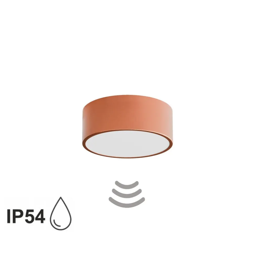 Loftlampe Cleo 200, kobber, sensor, IP54, Ø 20 cm, metal