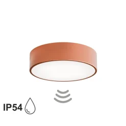 Loftlampe Cleo 300, kobber, sensor, IP54, Ø 30 cm, metal