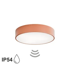 Loftlampe Cleo 400, kobber, sensor, IP54, Ø 40 cm, metal