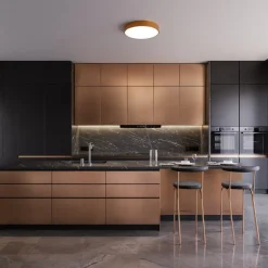 Loftlampe Cleo 500, kobber, sensor, IP54, Ø 50 cm, metal